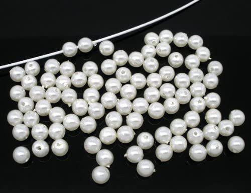 1,000 White Acrylic Imitation Pearl Beads 6mm Craft Pearls 1mm Hole